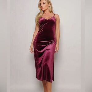 Elegant Burgundy Velvet Dress